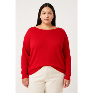 Chico's Womens Cashmere Blend Sweater XL Red Long Sleeve Minimalist Quiet Luxury